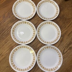 Corelle Corningware Dessert Plates~ Gold Butterfly~6 1/2"~Set  of 6